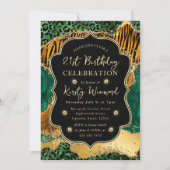 Invitation Jungle Safari Agate Vert & Accents Dorés Anniversa (Devant)