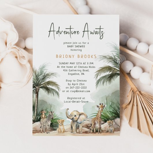 Invitation Jungle Safari Animaux Aventure Attend Baby shower