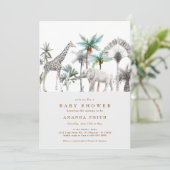 Invitation Jungle Safari Animaux Baby Shower Moderne pour Gar (Debout devant)