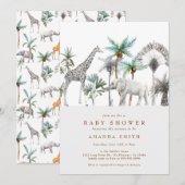 Invitation Jungle Safari Animaux Baby Shower Moderne pour Gar (Devant / Derrière)