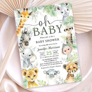 Invitation Jungle Safari Animaux Baby Shower Oh Bébé