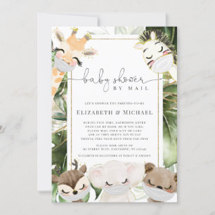 Invitation Jungle Safari Animaux Baby shower Par Mail Gold
