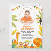 Invitation Jungle Safari Animaux Fête d'anniversaire (Devant)