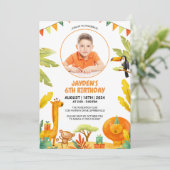 Invitation Jungle Safari Animaux Fête d'anniversaire (Debout devant)