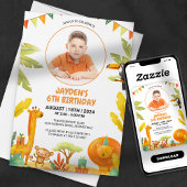 Invitation Jungle Safari Animaux Fête d'anniversaire