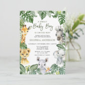 Invitation Jungle Safari Animaux garçon Baby shower Invitatio (Debout devant)