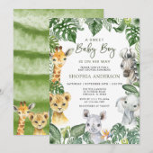 Invitation Jungle Safari Animaux garçon Baby shower Invitatio (Devant / Derrière)