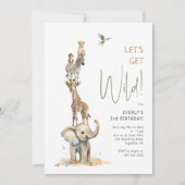 Invitation Jungle Safari Animaux "Let's Get Wild" (Devant)