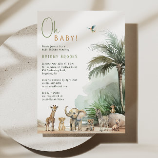 Invitation Jungle Safari Animaux Oh Bébé! Baby shower