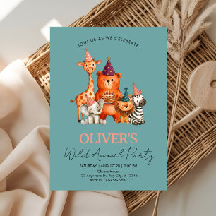 Invitation Jungle Safari Animaux Sauvages Anniversaire
