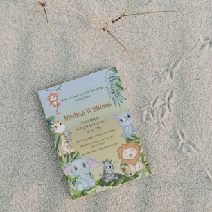 Invitation Jungle Safari Animaux sauvages Palm Monkey Baby sh