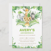 Invitation Jungle Safari Animaux Verdure Anniversaire Fête (Devant)