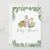 Invitation Jungle Safari Animaux Verdure Baby shower Garçon (Dos)
