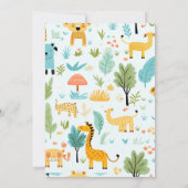 Invitation Jungle Safari Animaux Verdure Baby shower Garçon (Dos)