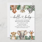 Invitation Jungle Safari Animaux Verdure Sexe Révéler (Devant)