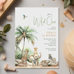 Invitation Jungle Safari Animaux "Wild One" fête d'anniversai<br><div class="desc">Fêtez la journée spéciale de votre petit avec notre invitation de fête d'anniversaire "sauvage" animaux de safari dans la jungle, parfait pour une occasion mignonne et fantaisiste! Il présente un thème animal safari moderne avec d'adorables créatures de jungle comme un singe, un éléphant, une girafe, un lion et un zèbre....</div>