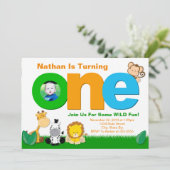 Invitation Jungle Safari Anniversaire Invitation, 1er Anniver (Debout devant)