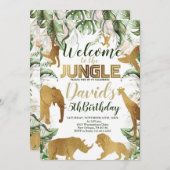 Invitation Jungle Safari Anniversaire, Jungle Animaux (Devant / Derrière)