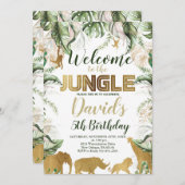 Invitation Jungle Safari Anniversaire, N'Importe Quel Âge, Ju (Devant / Derrière)