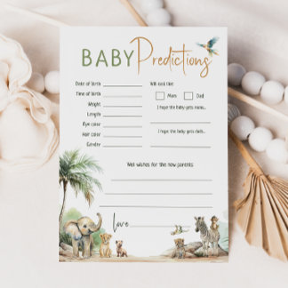 Invitation Jungle Safari Baby shower Baby Predictions Card