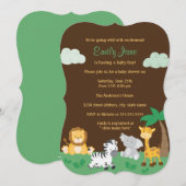Invitation Jungle Safari Baby Shower Mixte (Devant / Derrière)