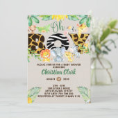Invitation Jungle Safari Baby shower Oh Boy Cute (Debout devant)