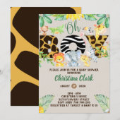 Invitation Jungle Safari Baby shower Oh Boy Cute (Devant / Derrière)
