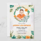 Invitation Jungle Safari Elephant Boy Photo Anniversaire (Devant)