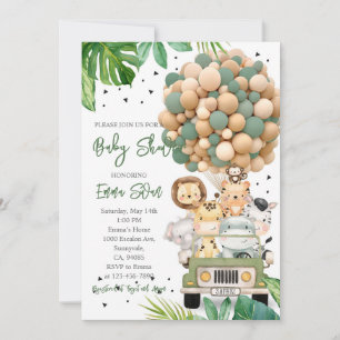 Invitation Jungle Safari Fête de Naissance de Bébé