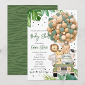 Invitation Jungle Safari Fête de Naissance de Bébé (Devant / Derrière)