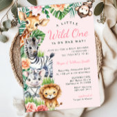 Invitation Jungle Safari fille Baby shower couples