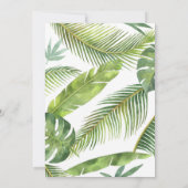 Invitation Jungle safari fille hibiscus rose palm feuilles (Dos)