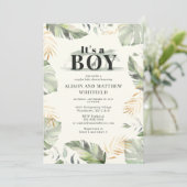 Invitation Jungle Safari Giraffe Baby shower Garçons (Debout devant)