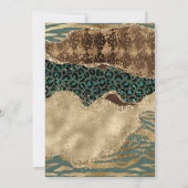 Invitation Jungle Safari Green Beige Parties scintillant Agat (Dos)