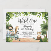 Invitation Jungle Safari Horizontal Wild Un 1er anniversaire (Devant)