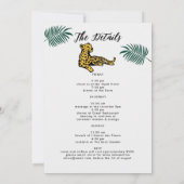 Invitation Jungle Safari Leaf Cheetah Bachelorette Itinéraire (Dos)