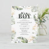 Invitation Jungle Safari Palm Feuilles Baby shower Couples (Debout devant)