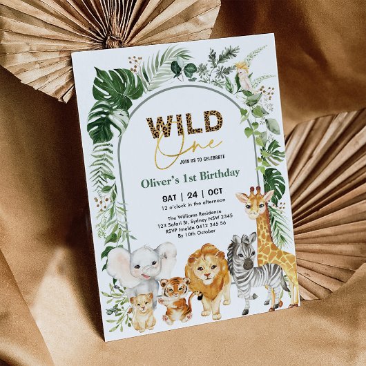 Invitation Jungle Safari Party Animaux Wild Un 1er anniversai