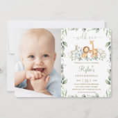 Invitation Jungle Safari vert 1er anniversaire Wild One photo (Devant)