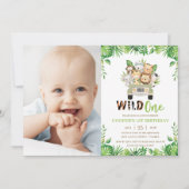 Invitation Jungle Safari Voiture Verdure Anniversaire Wild On (Devant)