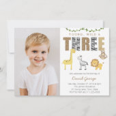 Invitation Jungle Safari Wild 3e fête d'anniversaire pour gar (Devant)