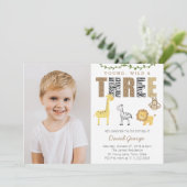 Invitation Jungle Safari Wild 3e fête d'anniversaire pour gar (Debout devant)