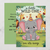 Invitation Jungle Safari Wild One boy 1st Birthday (Devant / Derrière)