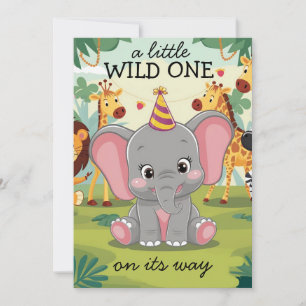 Invitation Jungle Safari Wild One garçon 1er Anniversaire 
