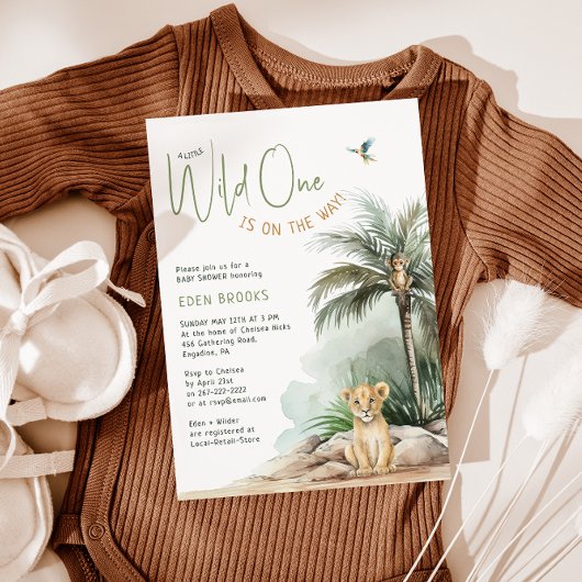Invitation Jungle Safari Wild One Lion Baby shower