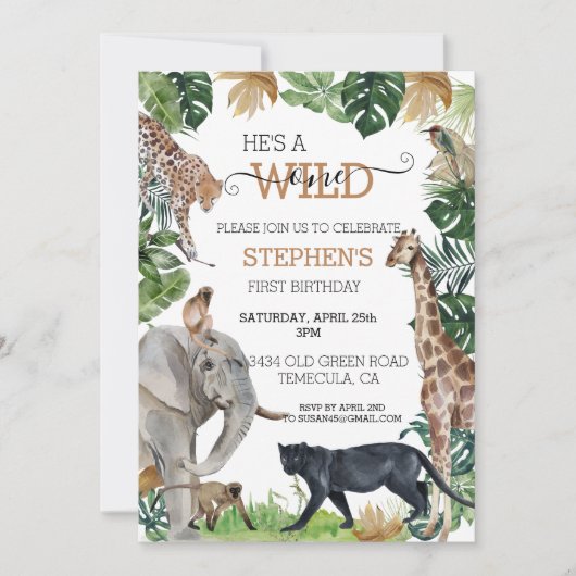 Invitation Jungle Safari Wild Un Anniversaire Black Panther (Devant)