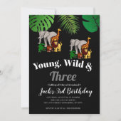 Invitation Jungle Safari Young Wild & Trois 3ème anniversaire (Devant)