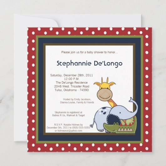 Invitation Jungle Temps Zoo Animaux Lio Baby shower Invitatio (Devant)