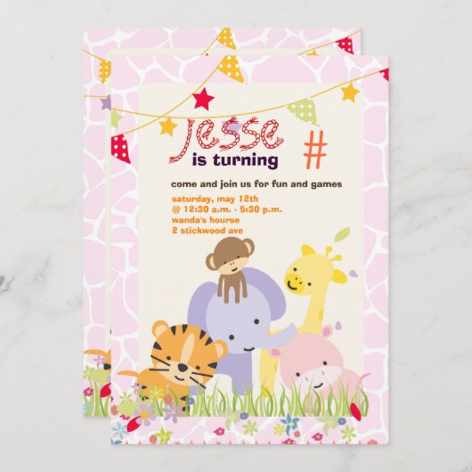 Invitation Jungle Thème/Fête/photo personnalisée (Devant / Derrière)