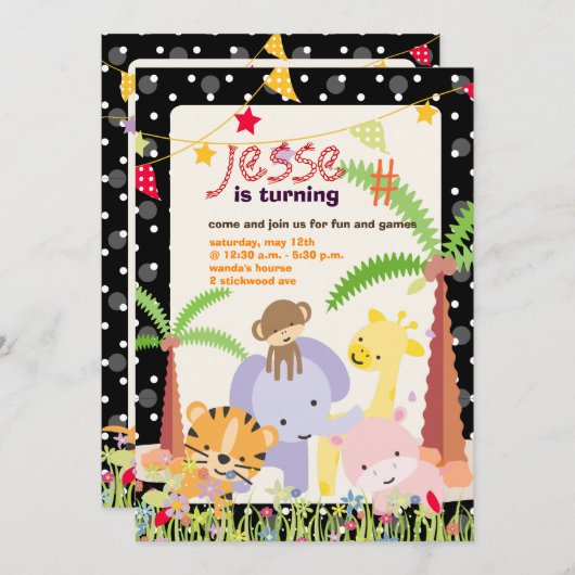 Invitation Jungle Thème/Fête/photo personnalisée (Devant / Derrière)